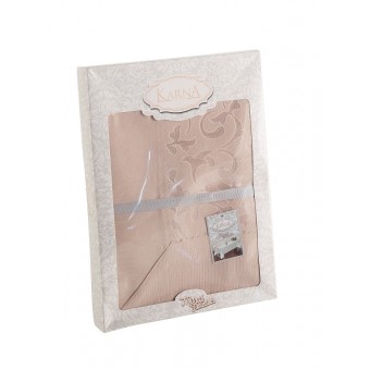 Скатерть      160х220   из жаккарда       Розовый   KARNA