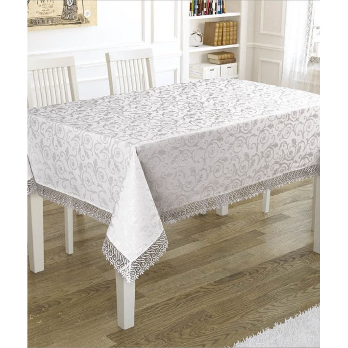 Скатерть 160х220 из жаккарда Белый KARNA