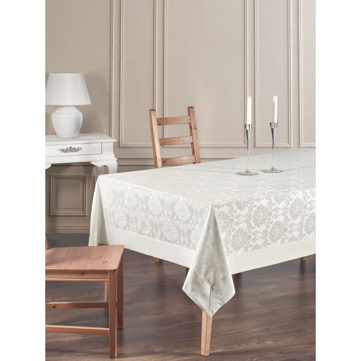 Скатерть 160х220 из жаккарда Бежевый KARNA