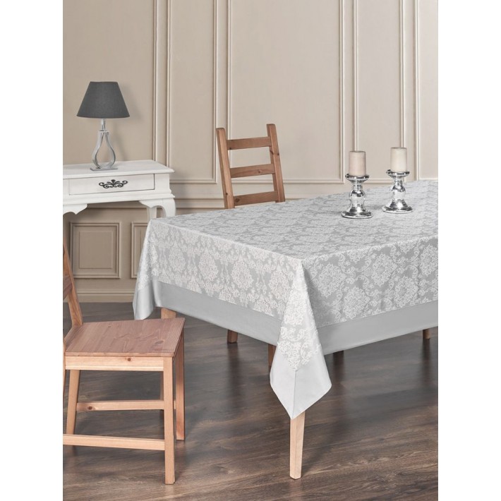 Скатерть 160х220 из жаккарда Серый KARNA