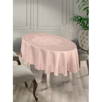 Скатерть      160х220   из жаккарда       Розовый   KARNA  