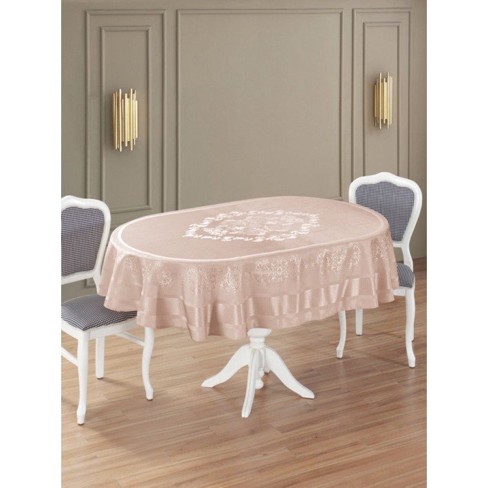 Скатерть 160х220 из жаккарда Бежевый KARNA