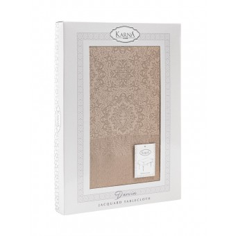 Скатерть      160х220   из жаккарда       Коричневый   KARNA