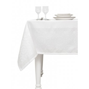 Скатерть      160х220   из жаккарда       Белый   KARNA