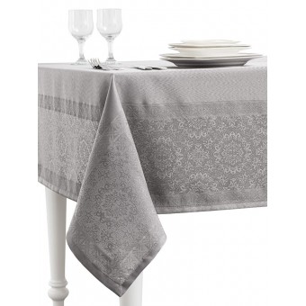 Скатерть      160х220   из жаккарда       Серебряный   KARNA
