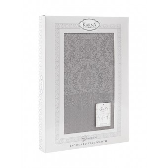 Скатерть      160х220   из жаккарда       Серебряный   KARNA