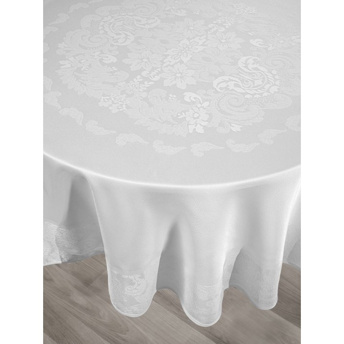 Скатерть 160Q из жаккарда Белый KARNA