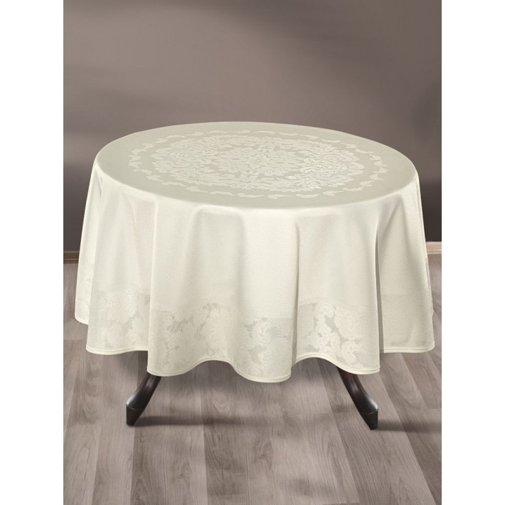 Скатерть 160Q из жаккарда Бежевый KARNA