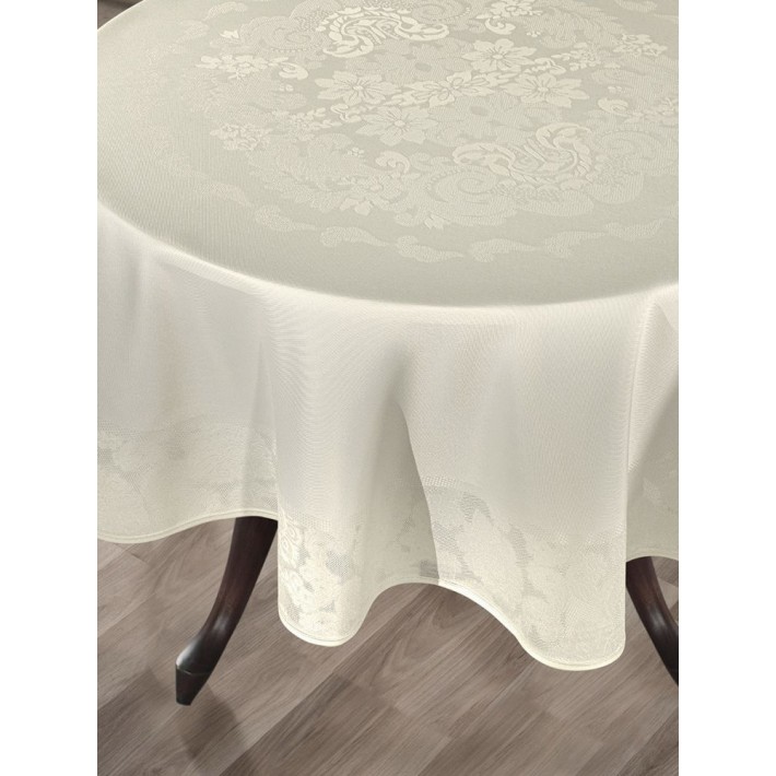 Скатерть 160Q из жаккарда Бежевый KARNA