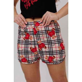 Костюм  женский       из кулирки    футболка с шортами   Красный, Черный  Животные