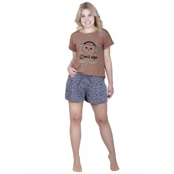 Костюм  женский       из кулирки    футболка с шортами   в ассортименте  Животные