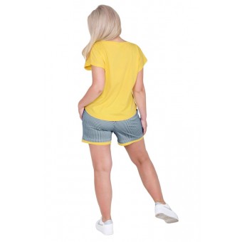 Костюм  женский       из кулирки    футболка с шортами   желтый