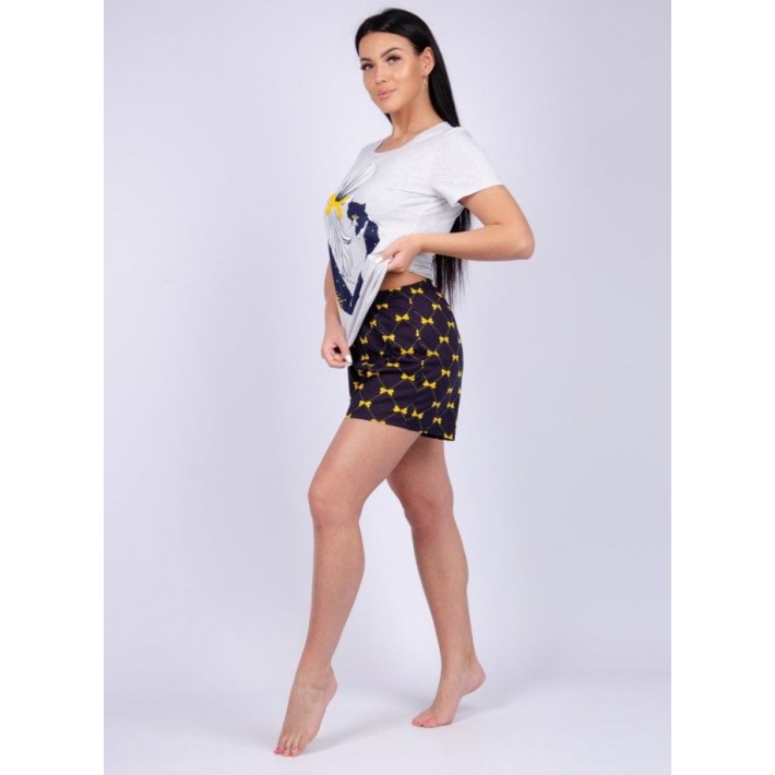 Пижама женская из кулирки футболка с шортами Животные
