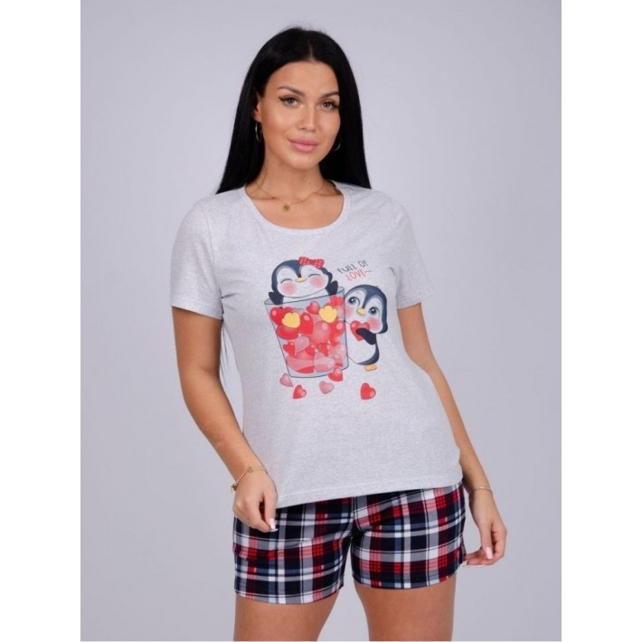 Костюм женский из кулирки футболка с шортами Животные