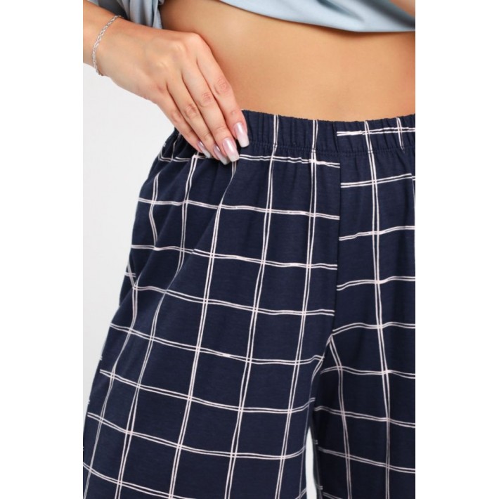 Комплект женский из кулирки футболка с шортами Клетка