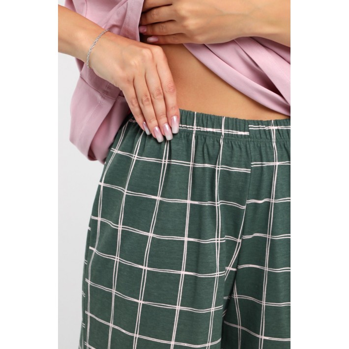 Комплект женский из кулирки футболка с шортами Клетка