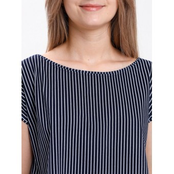 Комплект  женский       из кулирки    футболка с шортами   синий  Полоска   