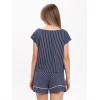 Комплект женский из кулирки футболка с шортами синий Полоска