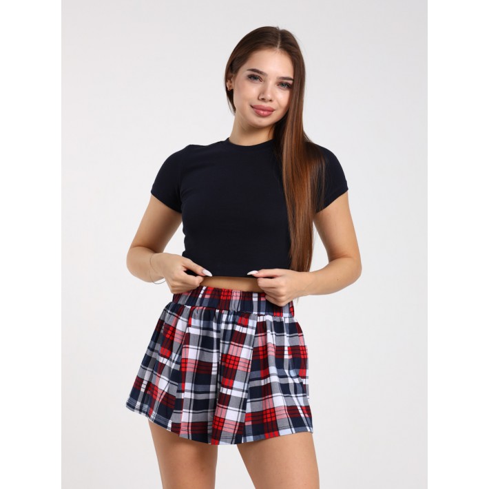 Комплект женский из кулирки футболка с шортами Клетка