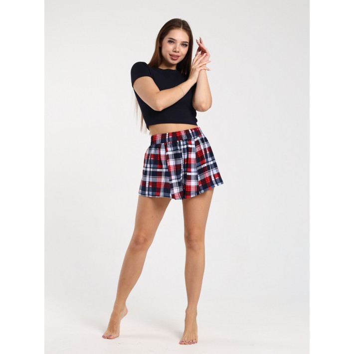 Комплект женский из кулирки футболка с шортами Клетка