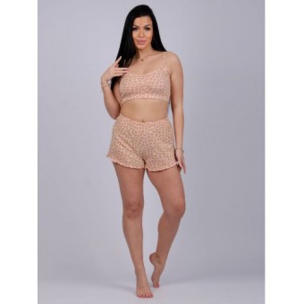 Пижама  женская       из кулирки    майка с шортами   бежевая