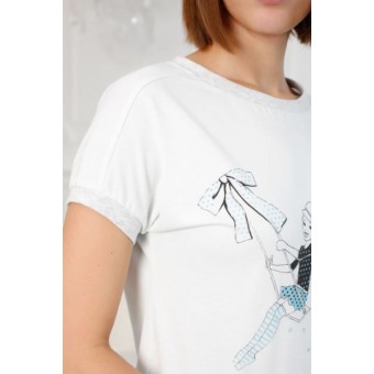 Комплект  женский       из кулирки    футболка с шортами   голубой