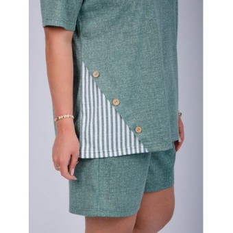 Костюм  женский       из кулирки    футболка с шортами   зеленый