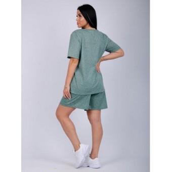 Костюм  женский       из кулирки    футболка с шортами   зеленый
