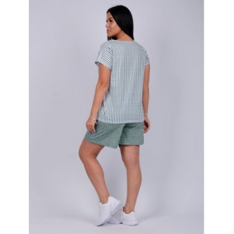 Костюм  женский       из кулирки    футболка с шортами   зеленый