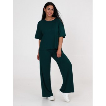 Костюм  женский       Лапша    футболка с брюками   зеленый  однотонный