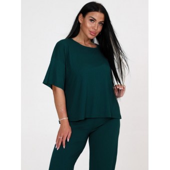 Костюм  женский       Лапша    футболка с брюками   зеленый  однотонный