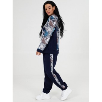 Костюм  женский       из кулирки    кофта с брюками   синий