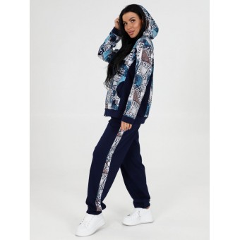 Костюм  женский       из кулирки    кофта с брюками   синий