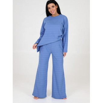 Костюм  женский       Милано    кофта с брюками   голубой  Полоска