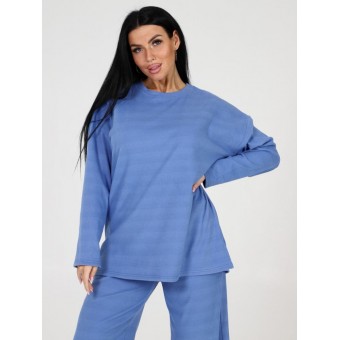 Костюм  женский       Милано    кофта с брюками   голубой  Полоска