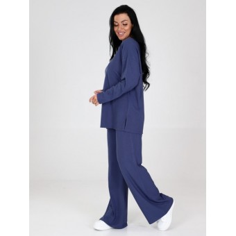 Костюм  женский       Милано    кофта с брюками   синий  однотонный
