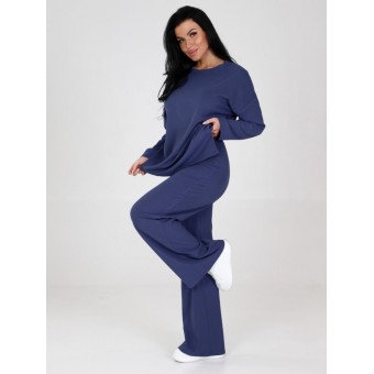 Костюм  женский       Милано    кофта с брюками   синий  однотонный