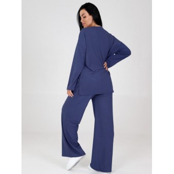 Костюм  женский       Милано    кофта с брюками   синий  однотонный