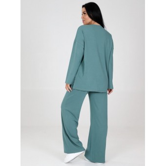 Костюм  женский       Милано    кофта с брюками   зеленый  однотонный