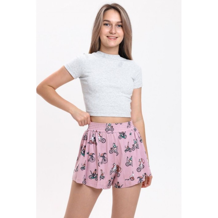 Комплект женский из кулирки футболка с шортами Животные