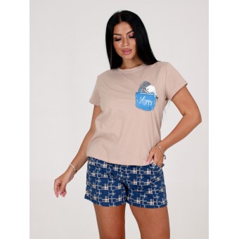 Костюм  женский       из кулирки    футболка с шортами     Животные