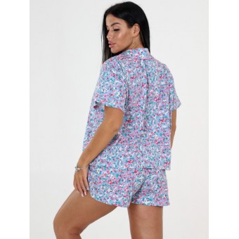 Пижама  женская       из кулирки   на пуговицах      Цветы