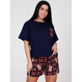 Костюм  женский       из кулирки    футболка с шортами   синий