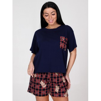 Костюм  женский       из кулирки    футболка с шортами   синий