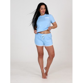 Костюм  женский       Лапша    футболка с шортами   голубой