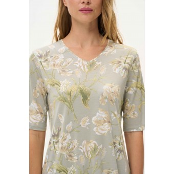 Пижама  женская       из вискозы    футболка с брюками   Серый, Зеленый