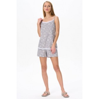 Пижама  женская       из вискозы    майка с шортами   серая