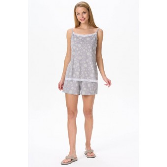 Пижама  женская       из вискозы    майка с шортами   серая