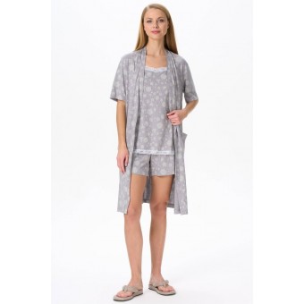 Пижама  женская       из вискозы    майка с шортами   серая