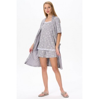 Пижама  женская       из вискозы    майка с шортами   серая